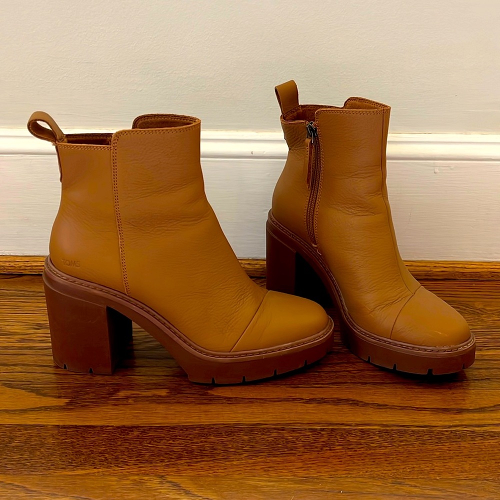 Toms Tan Heeled Boots